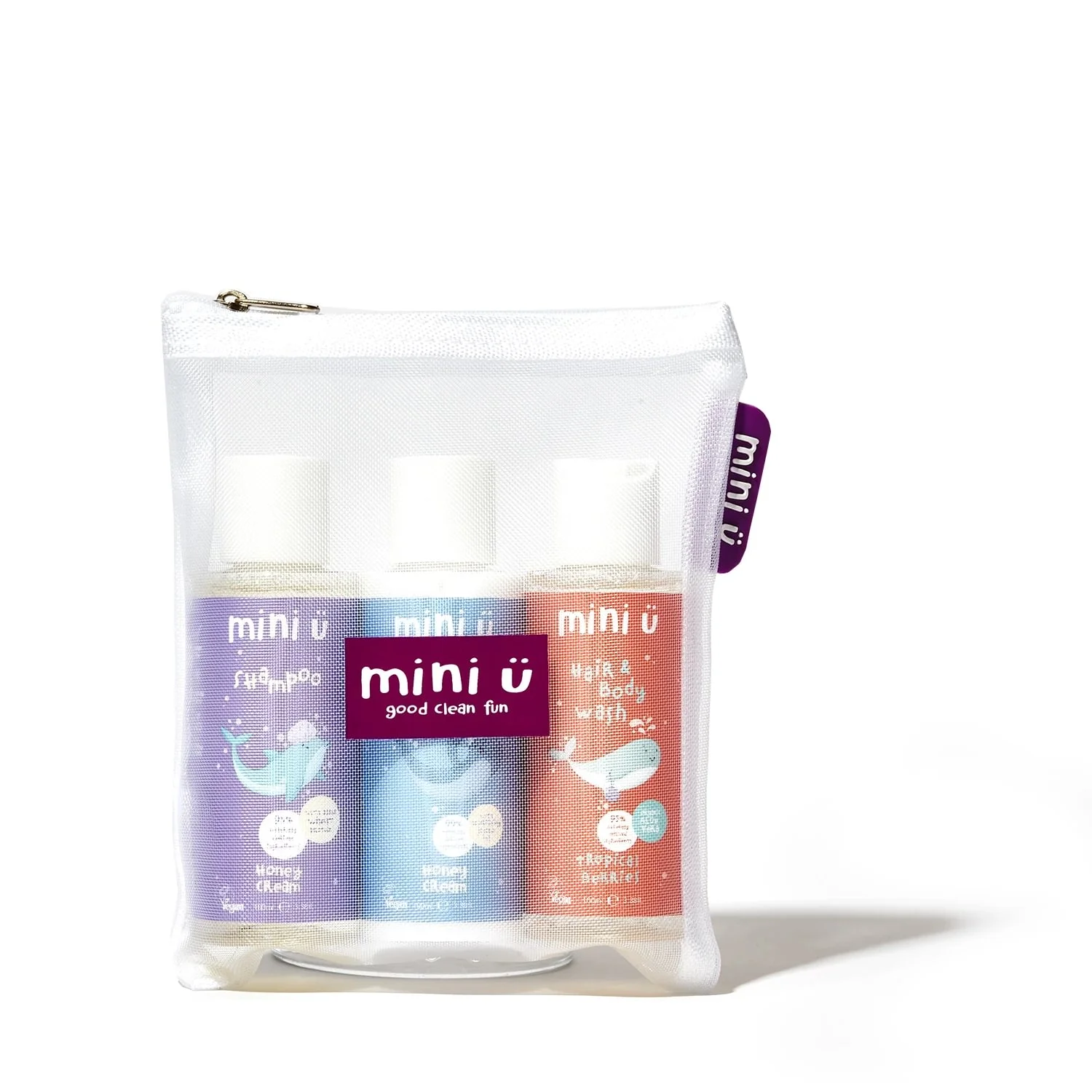 Mini-U Hair and Skincare set: Honey Cream Shampoo 100ml + Honey Cream Conditioner 100ml + Tropical Berries Hair & Bodywash 100ml – 1