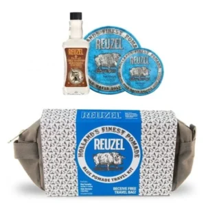 Reuzel Blue Pomade Holiday Travel Kit: Blue Pomade Pig 113g + Blue Pomade Pig 35g + Daily Shampoo 100ml - 1